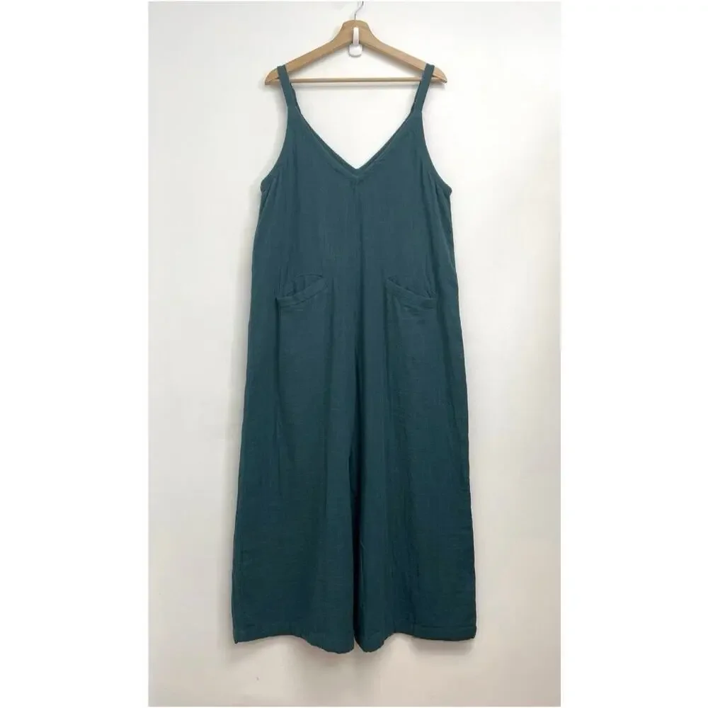 Natural Life Chelsea Wide Leg Oversized V-Neck Cotton Gauze Jumpsuit - Medium - Picture 2 of 12